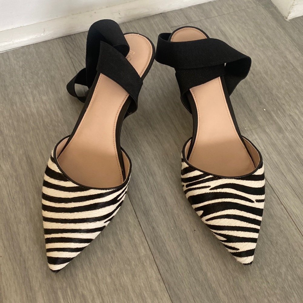 Rachel Zoe VERO CUOIO Blaire Slingback Pumps - Size 9.5 Zebra Print
